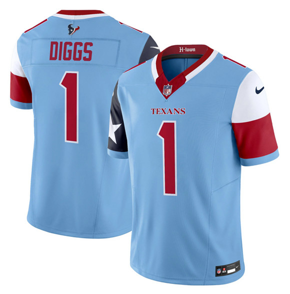 Men's Blue Houston Texans #1 Stefon Diggs 2024 F.U.S.E. V5 Limited Stitched Football Jersey